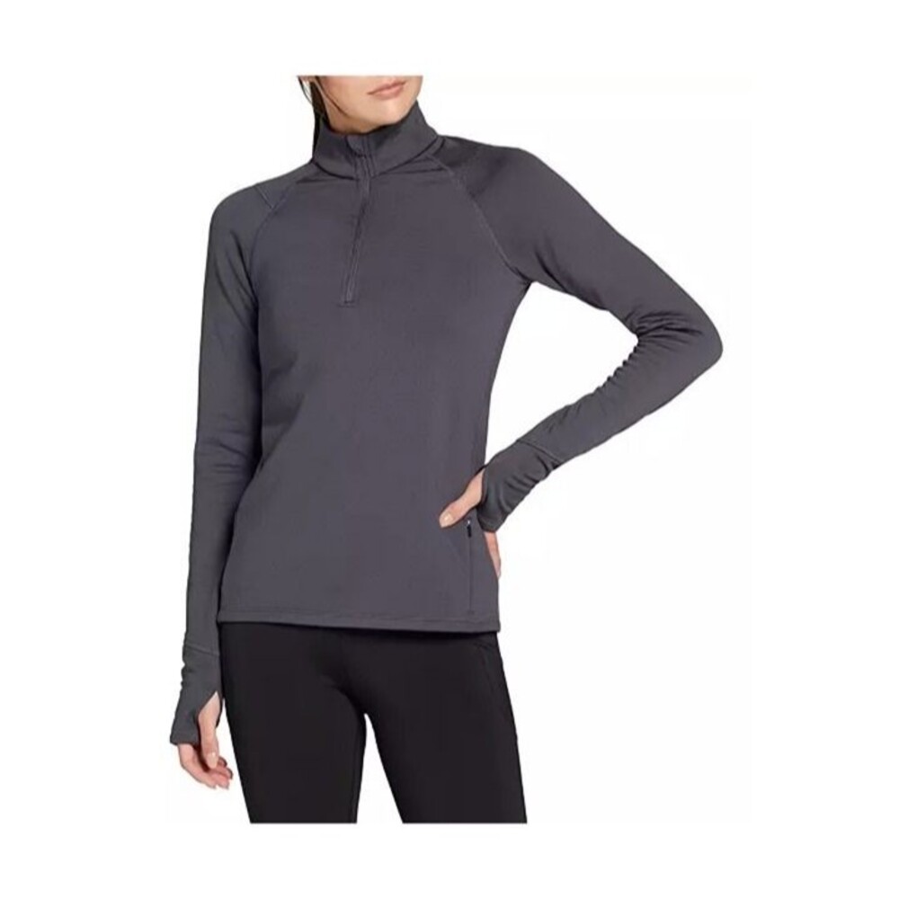 Women's DSG Quarter Zip Run Grid Sweater Charcoal Gray Medium